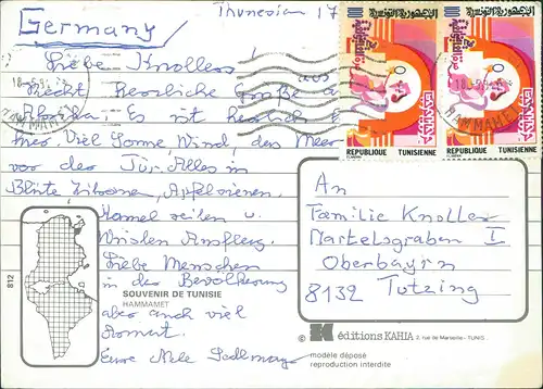 Postcard Hammamet Mehrbildkarte Ortsansichten Urlaub am Mittelmeer 1990