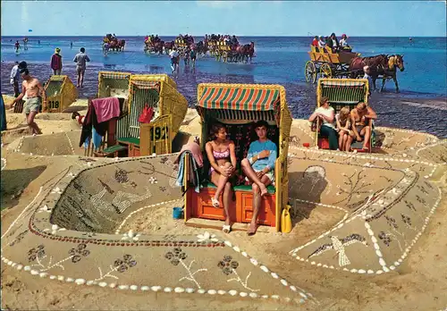 Ansichtskarte Döse-Cuxhaven Strand Strandkörbe in Döse-Duhnen 1985