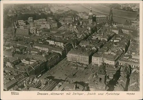 Dresden Luftbild mit Altmarkt vor der Zerstörung 1956 g Walter Hahn:12985
