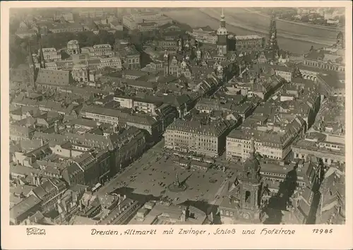 Dresden Luftbild mit Altmarkt vor der Zerstörung 1956 Walter Hahn:12985