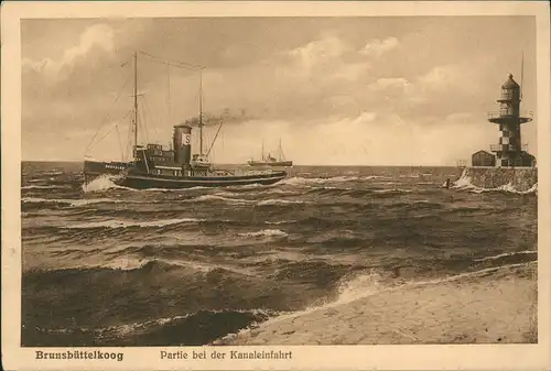 Brunsbüttel Brunsbüttelkoog Dampfer - Partie bei der Kanaleinfahrt 1930