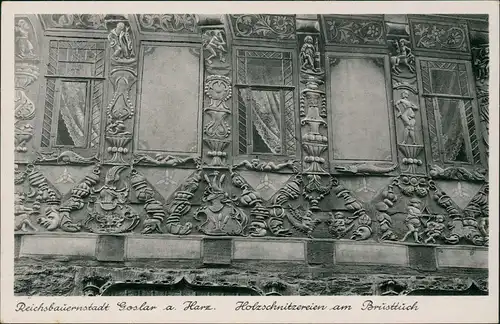 Ansichtskarte Goslar Holzschnitzereien am Hotel Brusttuch 1940