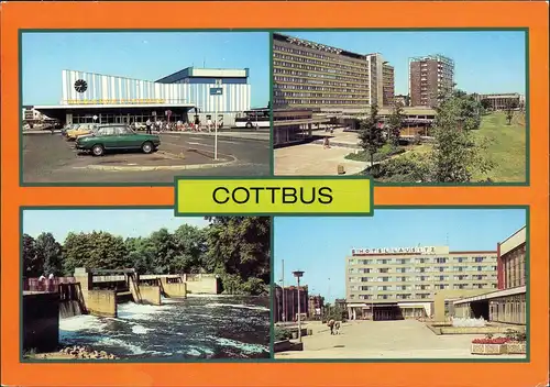 Cottbus Bahnhof, Im Zentrum, Kleines Spreewehr, Hotel "Lausitz" 1988