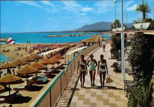 Postales Marbella Paseo Marítimo Seaside Promenade Strand 1980