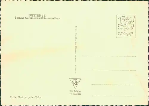 Ansichtskarte Kufstein Festung Geroldseck mit Kaisergebirge 1950