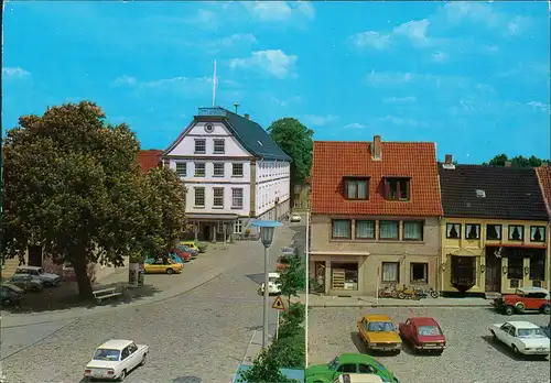 Schleswig (Sleswig/Slesvig) Rathausmarkt, Autos div. Auto-Modelle 1984