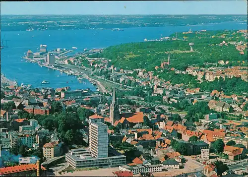 Ansichtskarte Flensburg Luftbild Blick über das Rathaus 1986