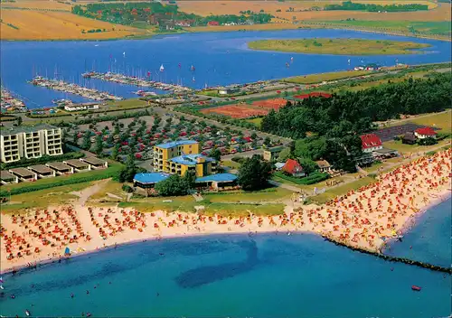 Burg auf Fehmarn Ostseebad Luftbild Strand vom Flugzeug aus 1980