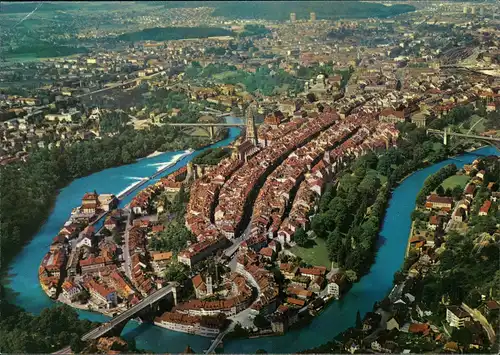 Bern (Schweiz) Berne Luftbild Stadt Schweiz vom Flugzeug aus 1989