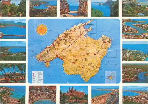 Mallorca Mallorca (Allgemein) Mehrbildkarte mit Insel Landkarte (Map) 1970