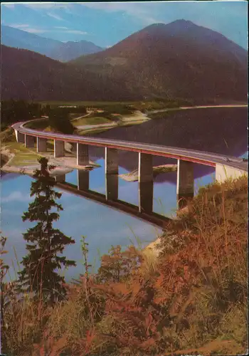 Ansichtskarte Lenggries Sylvenstein Stausee, Autobrücke 1971