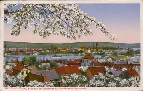 Ansichtskarte Werder (Havel) Baumblüte  Gaststätte Bismarckhöhe 1928  gel. 1956