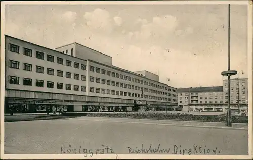 Postcard Königgrätz Hradec Králové Reichsbahn Direktion. 1934 gel. Rollstempel