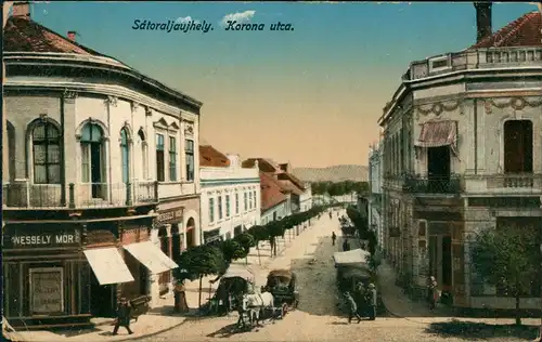 Neustadt Zeltberg Sátoraljaújhely Korona utca. 1915  KuK Zensurstempel Budapest