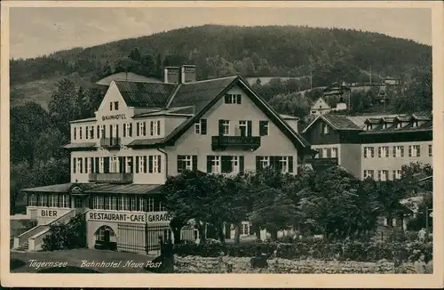 Ansichtskarte Tegernsee (Stadt) Bahnhotel Neue Post 1943