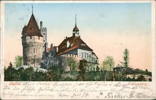 Postcard Teplitz-Schönau Teplice Restaurant auf dem Schloßberg 1904