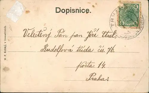 Böhmisch Kubitzen (Česká Kubice) Aussichtsturm b Domalize Reg Pilsen 1908