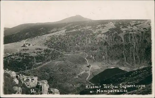 Krummhübel Karpacz Riesengebirge Kleiner Teich Schneekoppe Sněžka/Śnieżka 1925