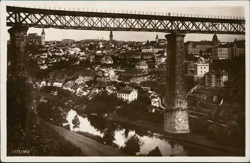 Postcard Znaim Znojmo Totale und Brücke 1934