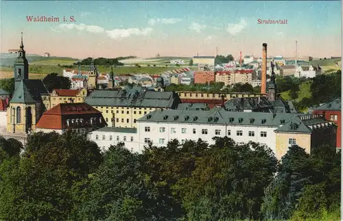 Ansichtskarte Waldheim (Sachsen) Stadt, Fabrik - Strafanstalt 1913
