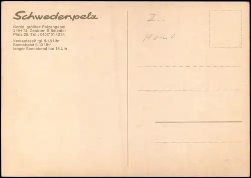 Ansichtskarte Hamburg 4 Bild Schwedenpelz Billstedter Platz 28 1978