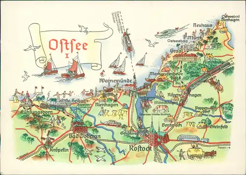 .Mecklenburg-Vorpommern  Landkarte DDR Ostsee I Baltic Sea Region  Rostock 1969