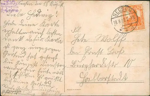 Ansichtskarte  Kinder Künstlerkarte Junge Mädchen am Teich 1918 Stempel Seesen