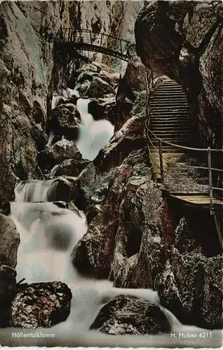 Ansichtskarte Grainau Höllentalklamm Wasserfall Waterfall in Bavaria 1960