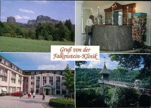 Ostrau-Bad Schandau Mehrbildkarte Falkenstein Klinik Elbsandsteingebirge 1990
