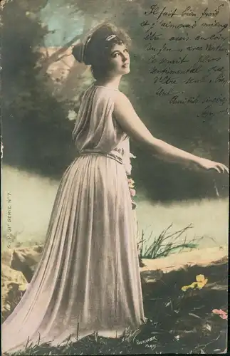 Frühe Fotokunst Soziales Leben: Frau Mädchen in langem Kleid 1905