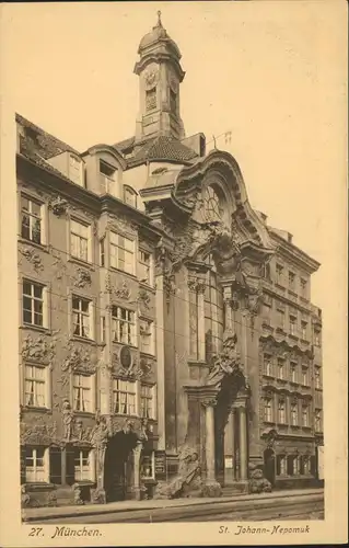 Ansichtskarte München Gebäude-Ansicht St. Johann-Nepomuk 1910