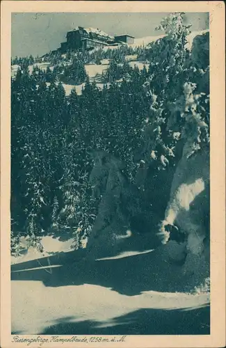 Brückenberg-Krummhübel Karpacz Górny Karpacz Riesengebirge, Hampelbaude 1927   gelaufen mit Stempel Ober-Schreiberhau