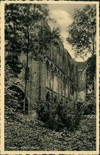 Ansichtskarte Hude Partie an der Kloster Ruine 1935