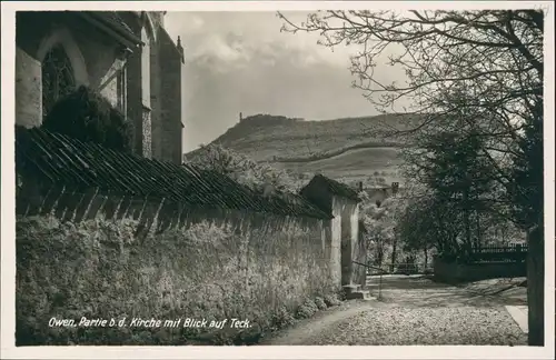 .Baden-Württemberg Owen, Partie b.d. Kirche mit Blick auf Teck 1928