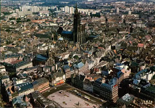 Straßburg Strasbourg Luftaufnahme La Place Kléber, la Cathédrale 1970
