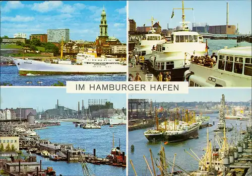 Altona-Hamburg Mehrbildkarte IM HAMBURGER HAFEN (Schiffe Ships) 1970