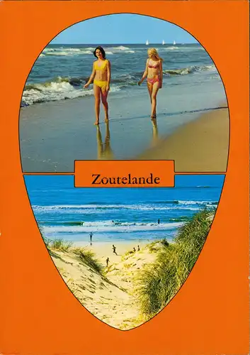 Postkaart .Niederlande Zoutelande Strand Nordsee (Mehrbildkarte) 1975