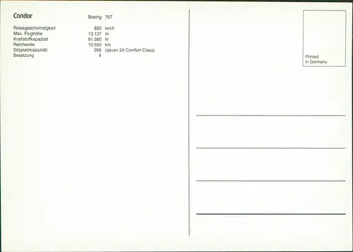 Ansichtskarte  Thomas Cook Flugzeug Airplane Avion Boeing 767 1988