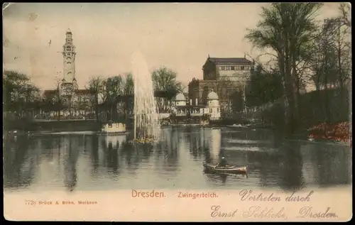 Ansichtskarte Innere Altstadt-Dresden Fernheizkraftwerk, Zwingerteich 1908