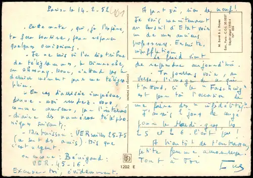 Ansichtskarte  Scherzkarte Mann überrascht Frau mit Liebhaber L'Colere 1953