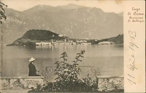 Cartoline Como Lago di Como, Mann am Ufer 1906