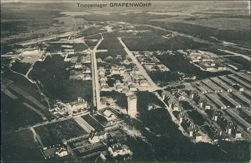 Ansichtskarte Grafenwöhr Luftbild Truppenübungsplatz 1917  gel. als Feldpost