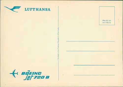 Ansichtskarte  Flugzeug Airplane Avion Jet 720 B LUFTHANSA 1972