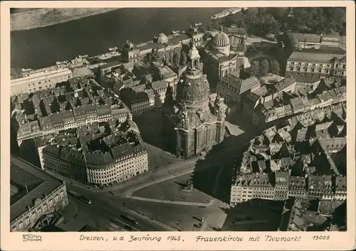 Ansichtskarte Dresden Luftbild Frauenkirche Neumarkt 1961 Walter Hahn:13005
