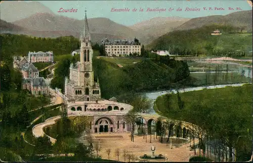CPA Lourdes Lorda Ensemble de la Basilique & du Rosaire 1912
