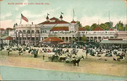 Postcard Long Beach Bath House at Long Beach California 1911