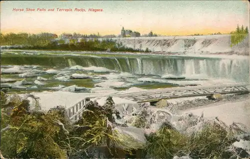 Niagara Falls (NY) Horse Shoe Falls Terrapin Rocks Niagarafälle US Winter 1911