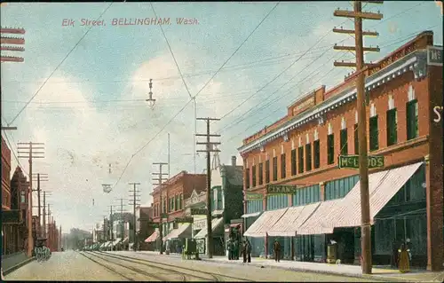 Postcard Bellingham Elk Street - State Washington 1908