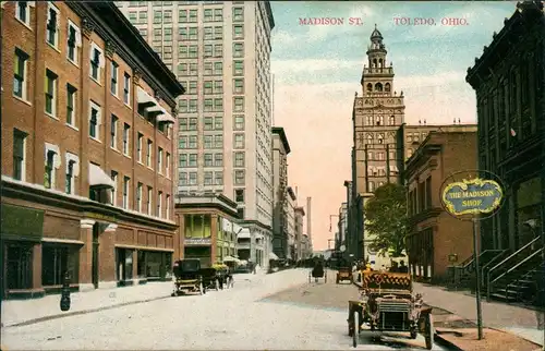 Postcard Toledo Madison Street, Auto 1908