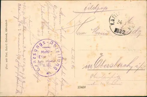 CPA Berlaimont Nord Mühle, Stadt 1916  gel. div. Feldpoststempel